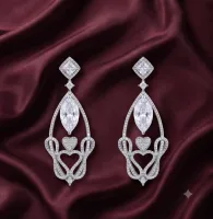 Royal Diamond Heart Drop Earrings