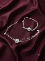Silver Double-Layer Ball Charm Anklet