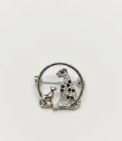 Silver Leopard & Cub Circular Lapel Pin / Brooch