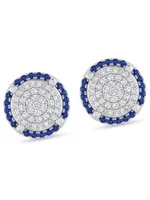Blue Sapphire Round Stud Earrings