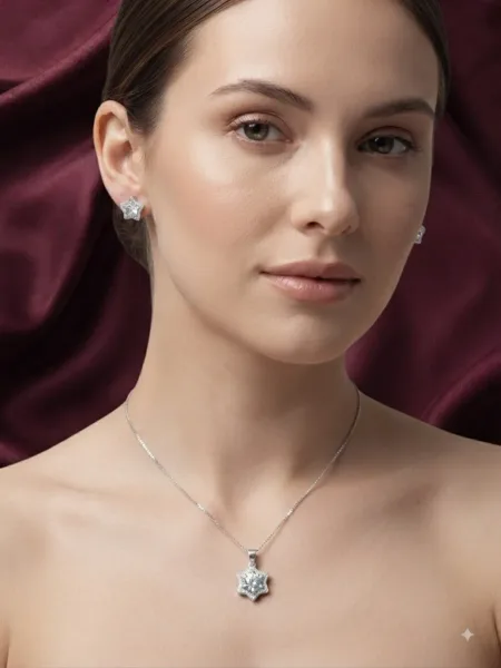 Celestial Starburst Pendant Set with earrings