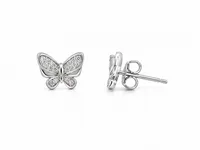 Sparkling Butterfly 925 Sterling Silver Stud Earrings