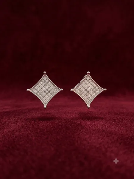 Geometric Diamond Pavé Stud Earrings
