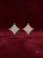 Geometric Diamond Pavé Stud Earrings