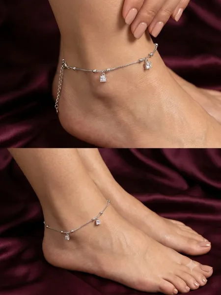 delicate silver anklets