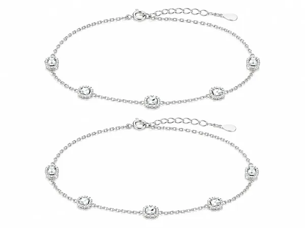 Silver Crystal Bezel Anklet