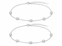 Silver Crystal Bezel Anklet