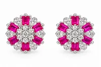 Silver Pink Bloom Earring