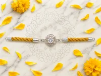 Sunshine Crystal Silver Rakhi