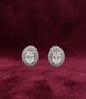Classic Oval Halo Diamond Stud Earrings