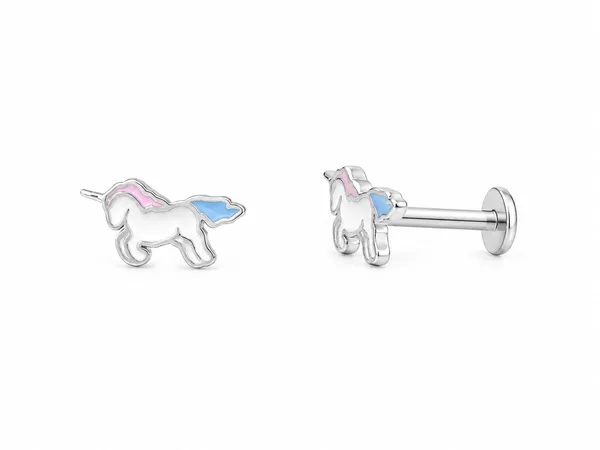 Rainbow Unicorn Baby Stud Earrings