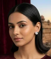 Quadrant Pave Diamond Heart Stud Earrings