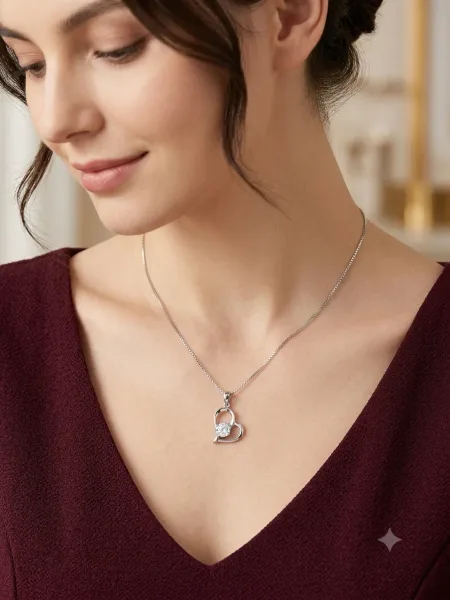 Open Heart Solitaire Pendant