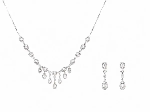 Regal Crystal Cascade Necklace Set