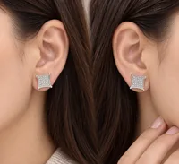 Silver Pavé Square Earring