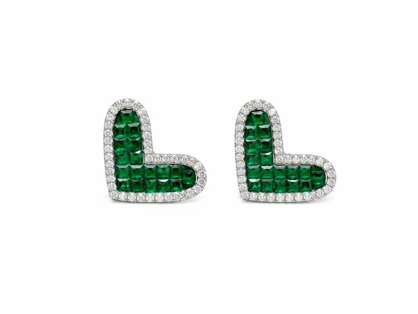 Green Heart Crystal Earrings