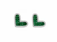 Green Heart Crystal Earrings