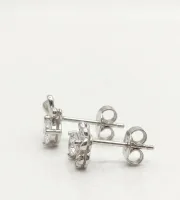 Floral Heart Diamond Stud Earrings in White Gold