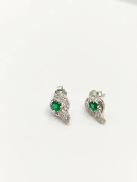 Emerald Sparkle Swirl Stud Earrings