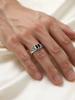 Silver Enamel Statement Ring