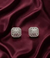 Radiant Square Cluster Diamond Tops (or Elegant Cushion-Halo Diamond Stud Earrings)