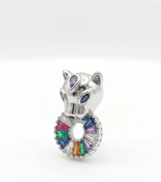Multicolor Crystal Panther Collar Brooch / Lapel Pin