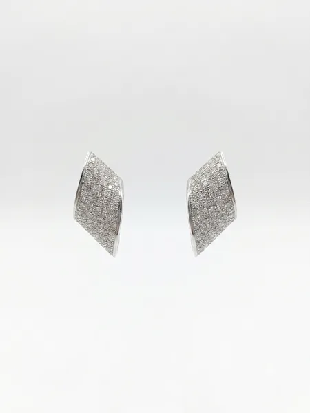 Geometric Pavé Diamond Huggie Earrings