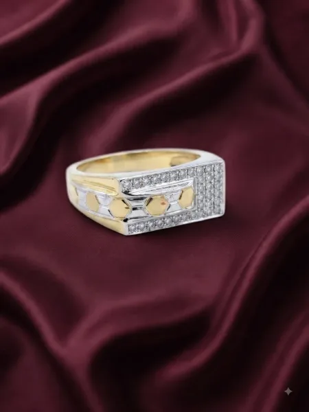 Gold & Silver Geometric Panel Ring