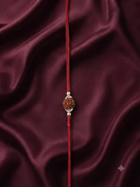 SILVO Rudraksha Sterling Silver Rakhi
