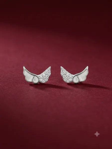 Seraphic Grace: Angel Wing Stud Earrings