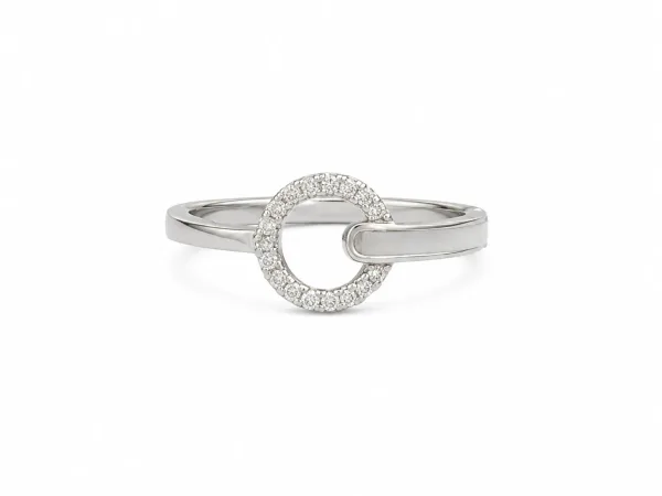 Crystal Circle Silver Ring