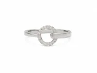 Crystal Circle Silver Ring