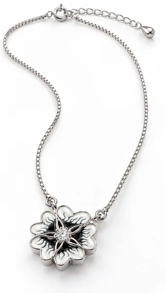 White & Black Floral Resin Art Pendant