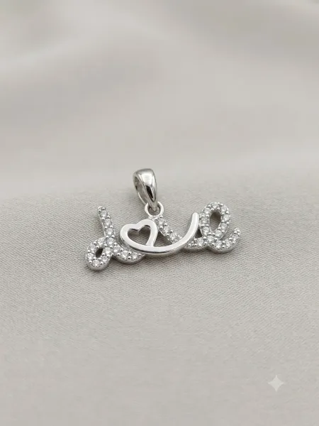 Script "Love" Pave Pendant