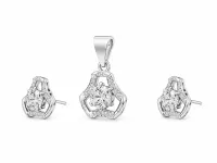 Elegant Round Halo Pendant & Earring Set