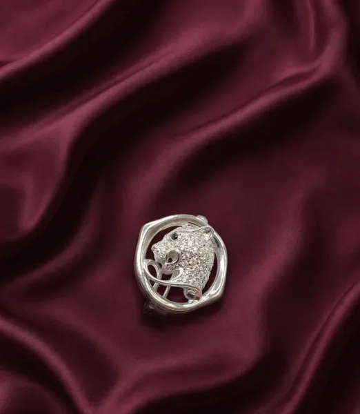Silver Panther Elegance Lapel Brooch