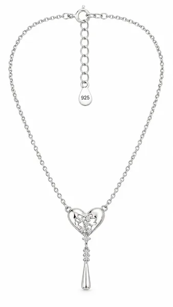 Silver Heart Crystal Drop pandent chain