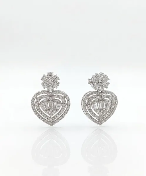 Maroon Velvet Royale Baguette Heart Diamond Studs