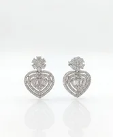Maroon Velvet Royale Baguette Heart Diamond Studs
