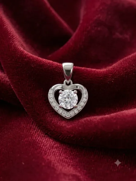Floating Diamond Halo Heart Pendant