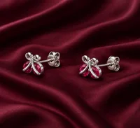 Silver Ruby Butterfly Earring