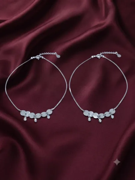 Silver Disc & Charm Chain Anklet