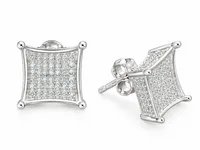 Silver Pavé Square Earring