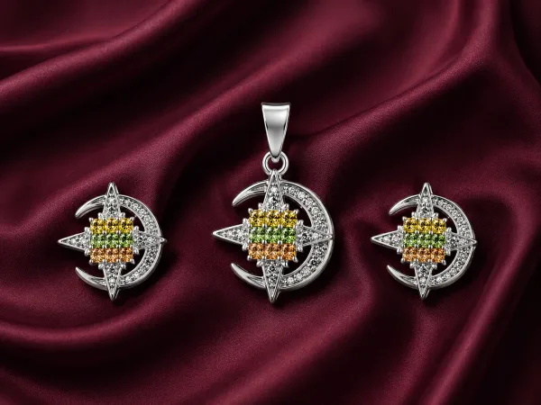 Multicolour Star Pendant & Earring Set