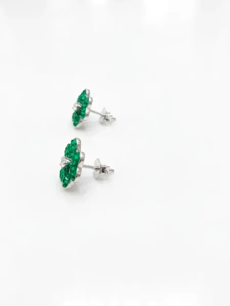 Emerald Clover Stud Earrings