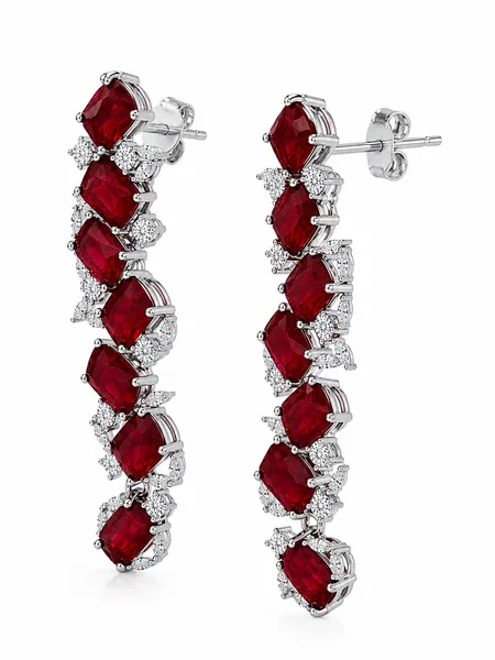 Red Garnet Cascade 925 Sterling Silver Drop Earrings