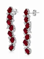 Red Garnet Cascade 925 Sterling Silver Drop Earrings