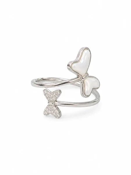 Butterfly Heart Pearl Ring