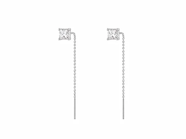 Minimalist Crystal Chain Drop Earrings