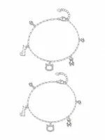 Cute Charm Trio Silver Anklet